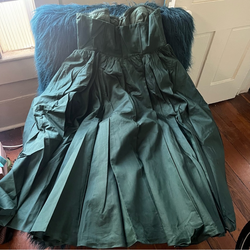 Selkie High Court Green Balsam Dress Large Silk Cotton - Picture 6 of 14
